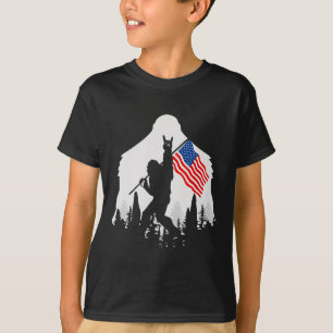 Shirt Bigfoot Sasquatch USA American Flagga T