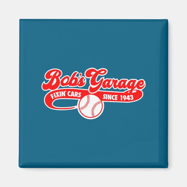 Shirt Bobs Garage Basebollag Magnet (Framsidan)