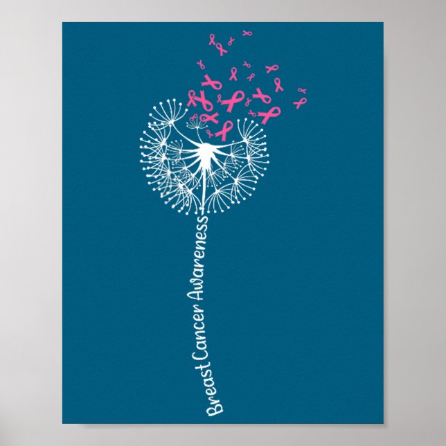 Shirt Breast Cancer Awareness Flower Pink Poster (Framsidan)