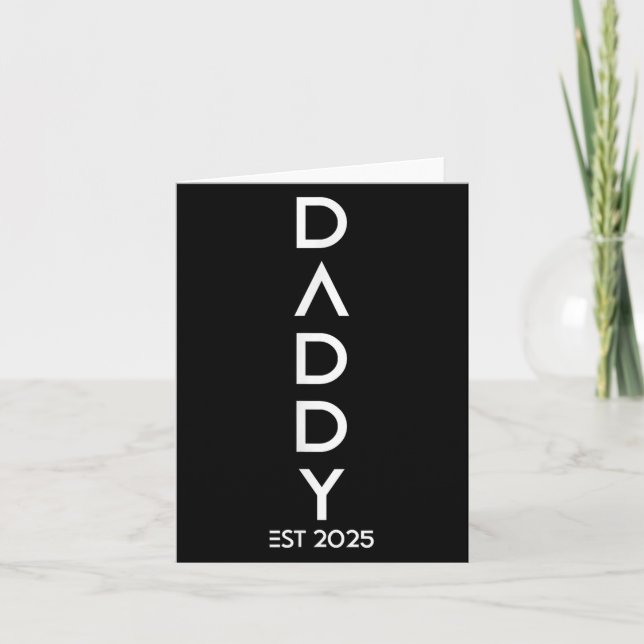 Shirt Daddy Est 2025 New Dad Baby Reveal Gift Tee  Kort (Framsida)