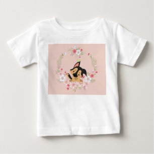 Shirt for Flicka med Hund, fåglar och blommor T