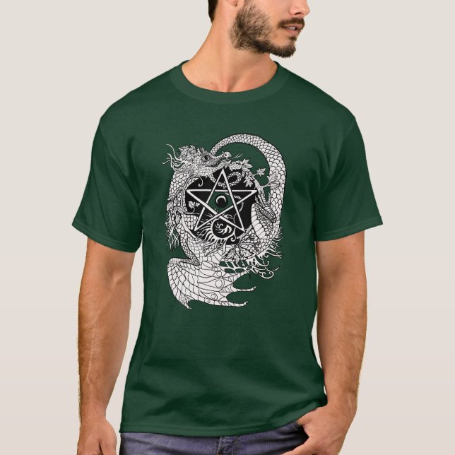 ~shirt för Pentacle för art nouveaustildrake T Shirt (Framsida)