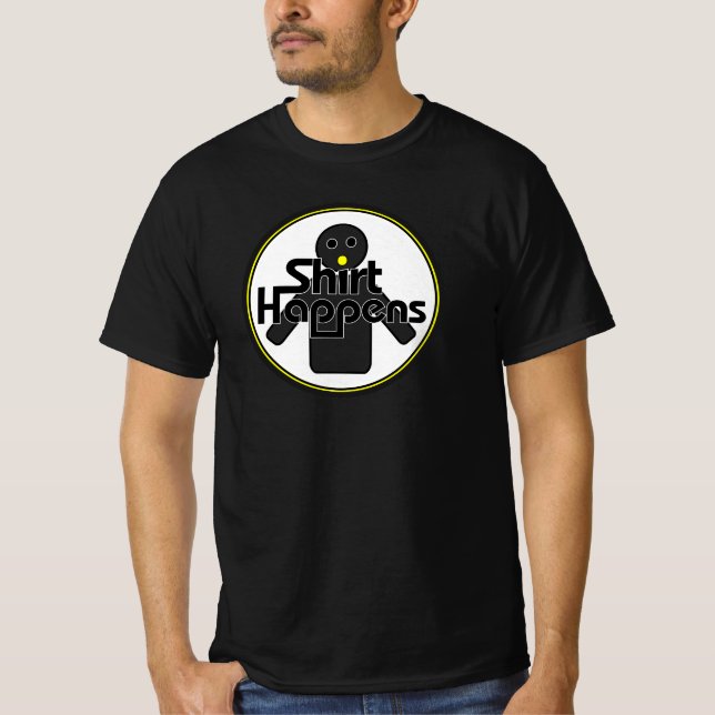 Shirt Happens underbara, minimalt svart, vitt T-sk T (Framsida)