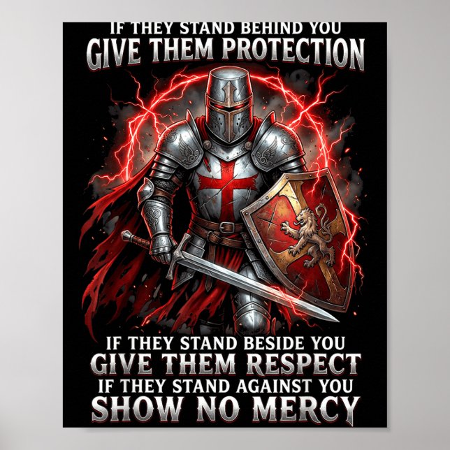 Shirt Knights Templar Warrior Protection Respect Poster (Framsidan)