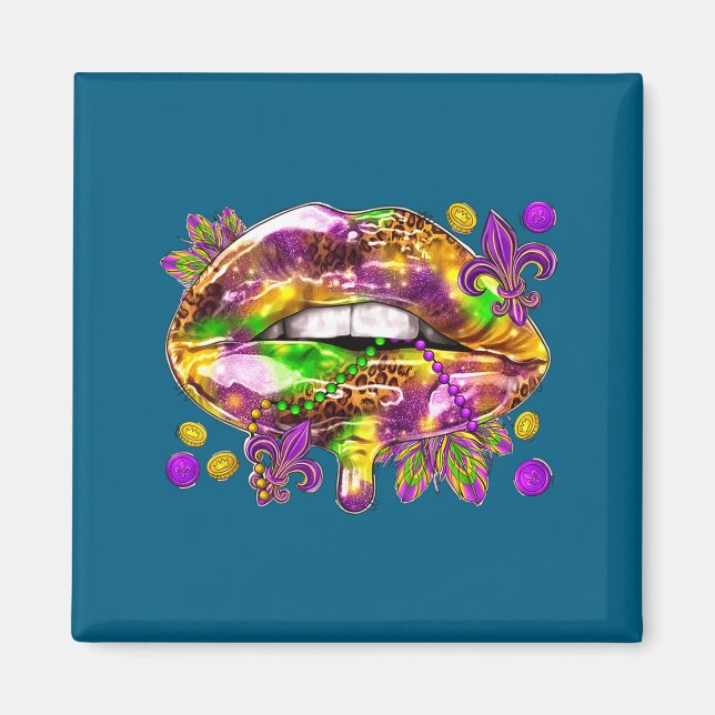 Shirt Lips Mardi Gras Carnival Fat Magnet (Framsidan)