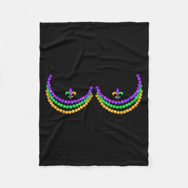 Shirt Mardi Gras Funny Beads S Outline Costume Hum Fleecefilt (Framsidan)