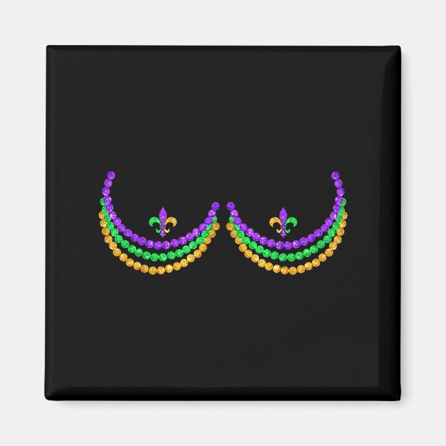 Shirt Mardi Gras Funny Beads S Outline Costume Hum Magnet (Framsidan)
