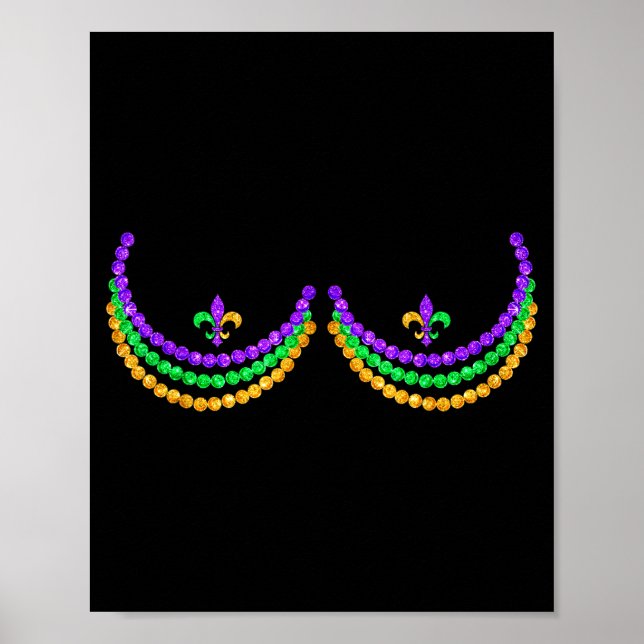 Shirt Mardi Gras Funny Beads S Outline Costume Hum Poster (Framsidan)