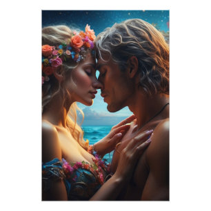 *~* Shirtless Man Fantasy Romantik AP51 Flower Fototryck
