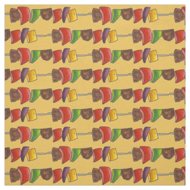 Shish Kebab Grilled Beef Vegetable Skewer Fabric Tyg (Provkarta)