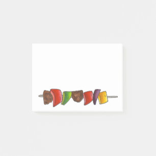 Shish Kebab Veggie Kött Skewer Grilling Cookout Post-it Block