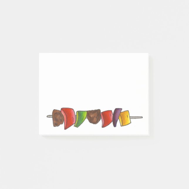 Shish Kebab Veggie Kött Skewer Grilling Cookout Post-it Block (Framsida)