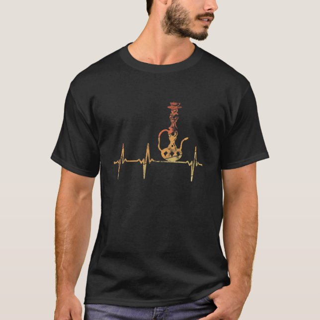 Shisha Heartslag Gift Retro Hookah T Shirt (Framsida)