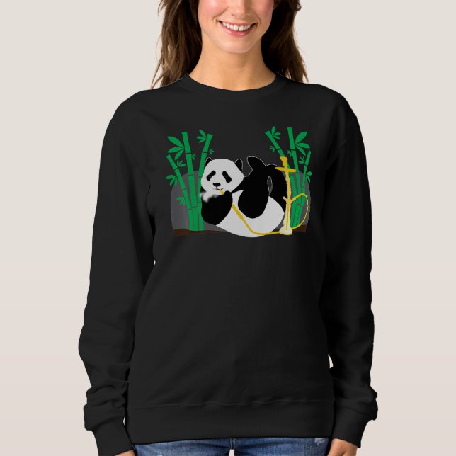 Shisha Panda Hookah Steam Smoking T Shirt (Framsida)