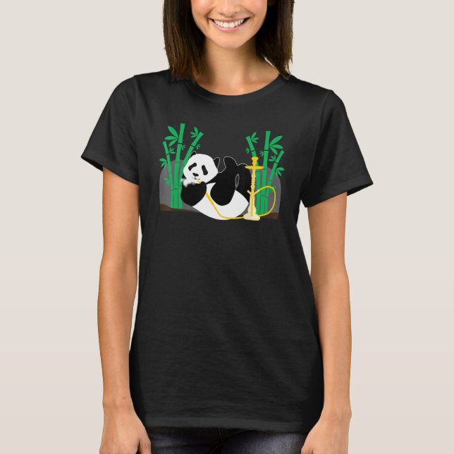 Shisha Panda Hookah Steam Smoking T Shirt (Framsida)