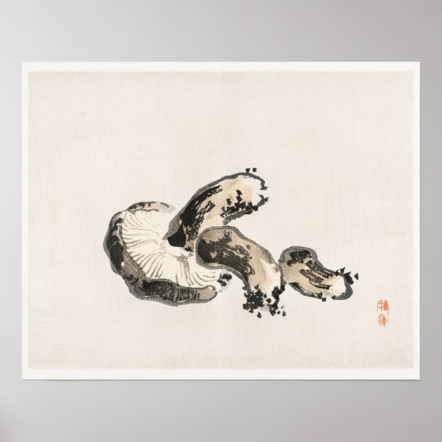 Shitake svamp by Kōno Bairei (1844-1895) Poster (Framsidan)
