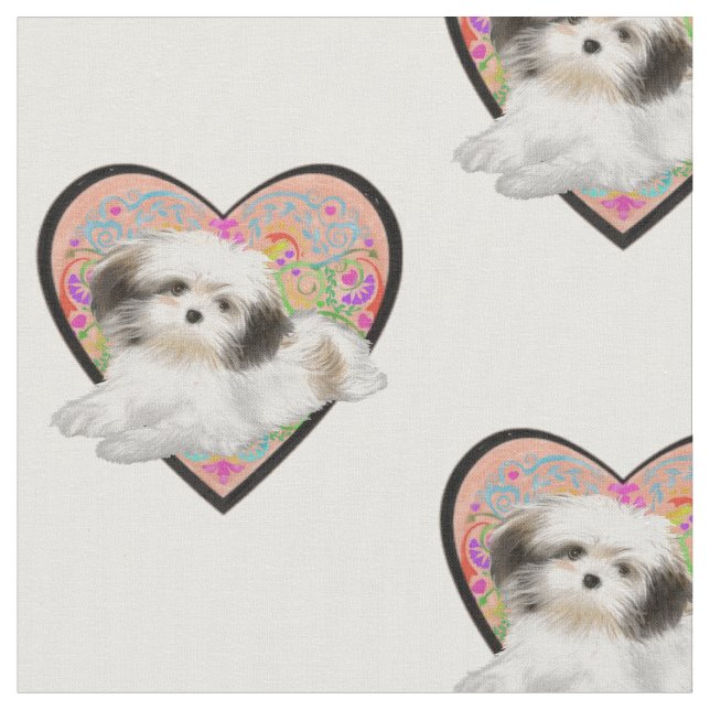 shitzu i hjärta tyg (Närbild)