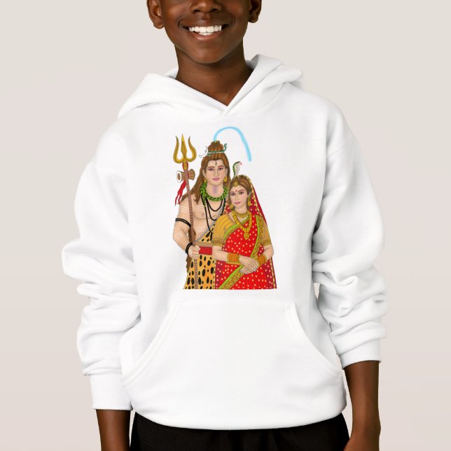 Shiv Parvati Hoodie T Shirt (Framsida)