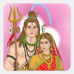 Shiv Parvati Sticker Fyrkantigt Klistermärke