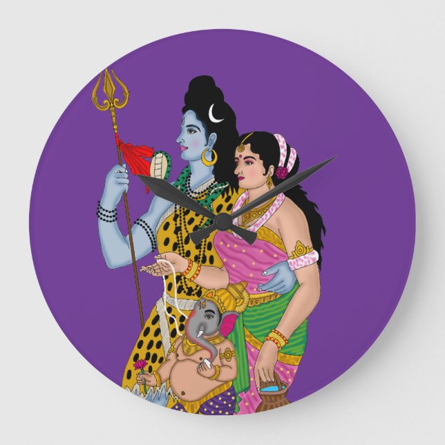 Shiv Parvati Wall Clock Stor Klocka (Framsida)