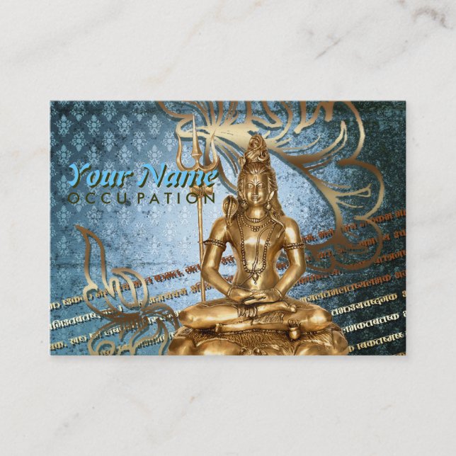 Shiva Blue Damask - Business-, Profilkort Visitkort (Framsida)