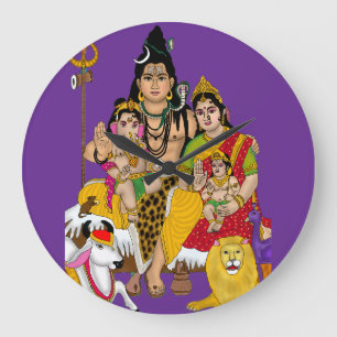 Shiva Familje Väggtur Stor Klocka