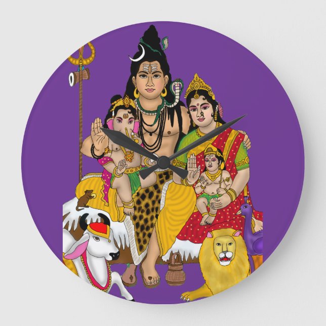 Shiva Familje Väggtur Stor Klocka (Framsida)