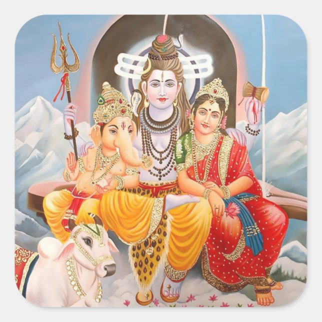 Shiva Family Stickers Fyrkantigt Klistermärke (Framsida)