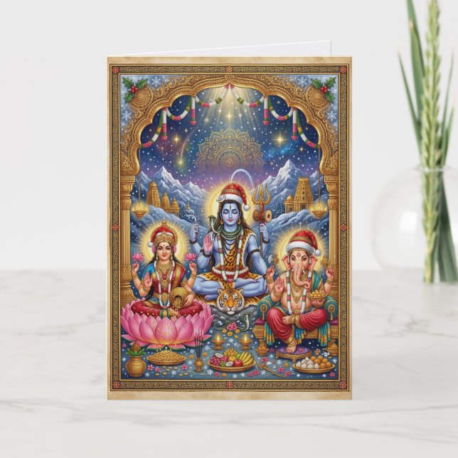 Shiva Ganesh Lakshmi Hindu jul Kort (Framsida)