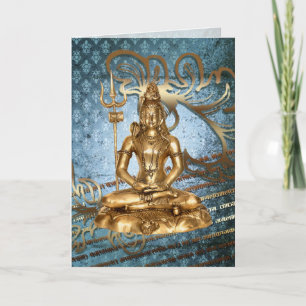 Shiva guld, blått, damastast hälsningkort Notecard Kort