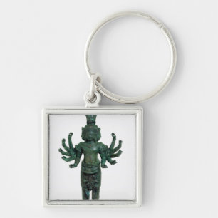 Shiva med många ärmar och huvud, Angkor Fyrkantig Silverfärgad Nyckelring
