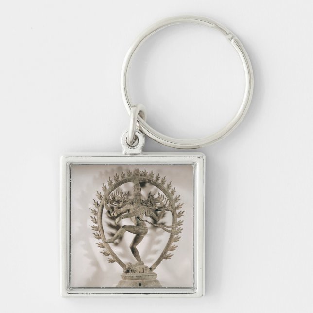 Shiva Nataraja, Dravidian Fyrkantig Silverfärgad Nyckelring (Framsidan)