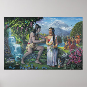 Shiva och Parvati -36 X 24 tum. Skriv Poster