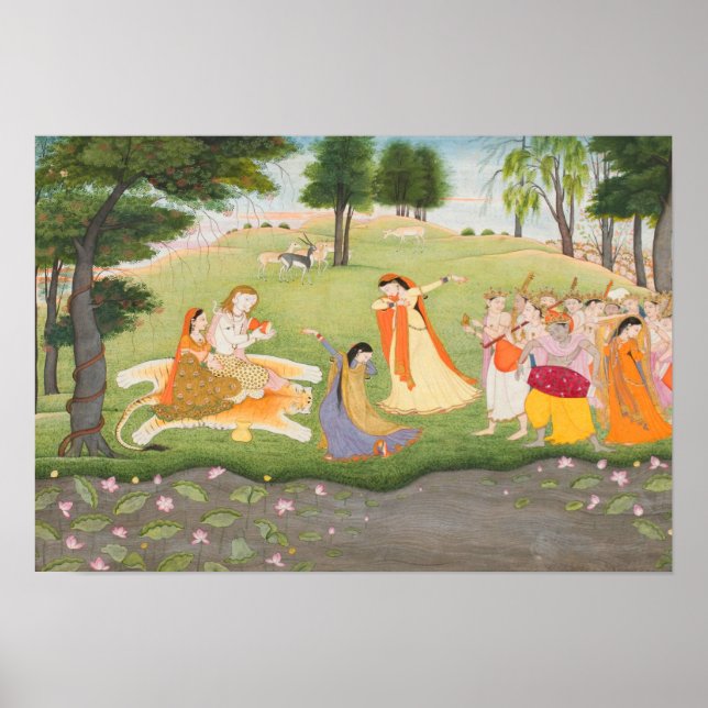 Shiva och Parvati Miniature Painting Poster (Framsidan)