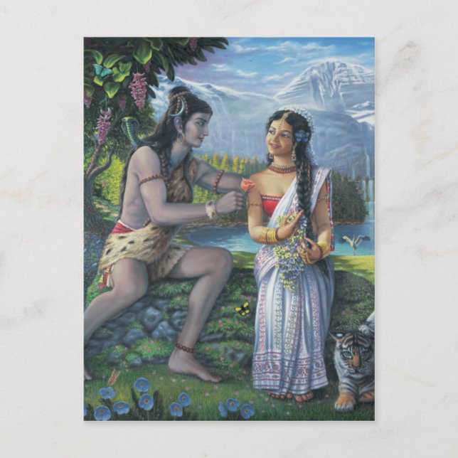 Shiva och Parvati - The All-Auspicious lite Vykort (Framsida)