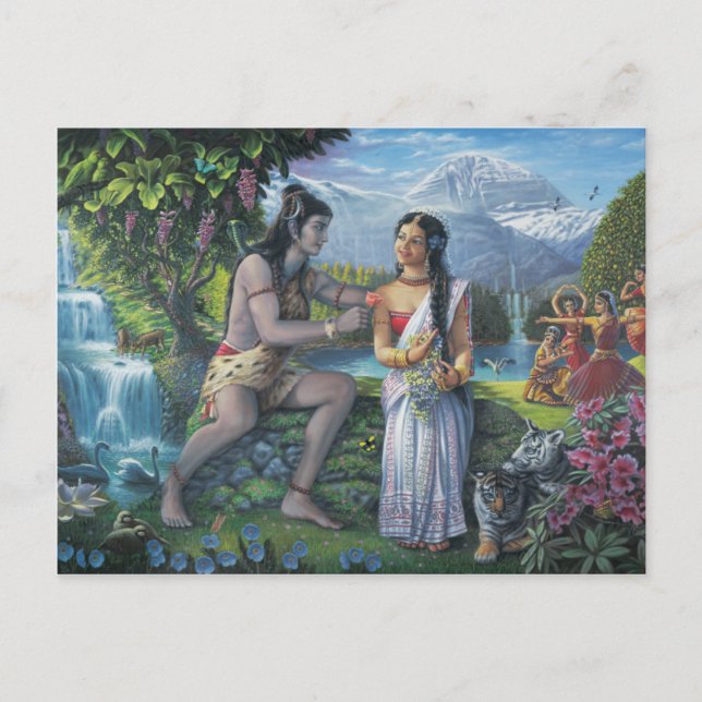 Shiva och Parvati - The All-Auspicious lite Vykort (Framsida)
