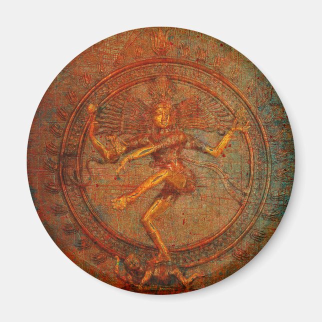 Shiva On Distress Background Overlay Magnet (Framsidan)