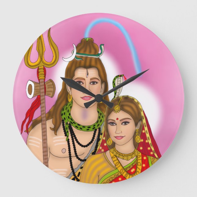 Shiva Parvati Clock Stor Klocka (Framsida)