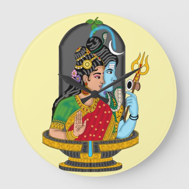 Shiva Parvati Divine Clock  Stor Klocka (Framsida)