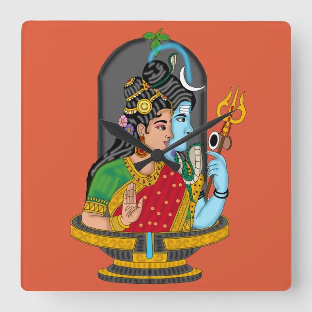 Shiva Parvati gudomlig klocka (Framsida)