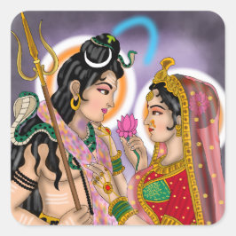 Shiva Parvati-klistermärken Fyrkantigt Klistermärke