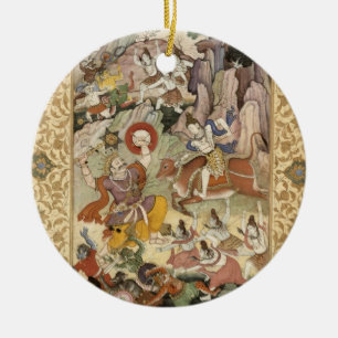 Shiva som dödar demonen Andhaka, c.1585-90 Julgransprydnad Keramik