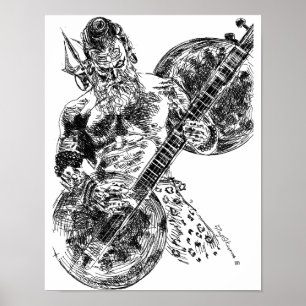 Shiva Spelande Sitar Poster