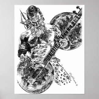 Shiva Spelande Sitar Poster