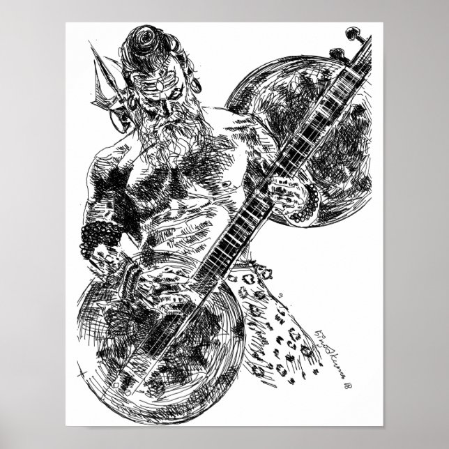 Shiva Spelande Sitar Poster (Framsidan)