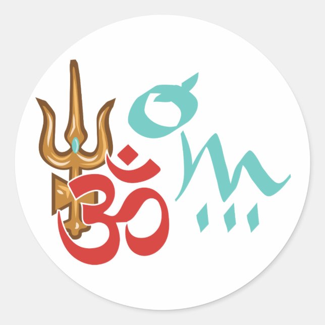 Shiva Trishula OM Runt Klistermärke (Framsida)