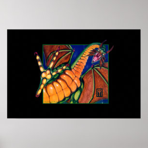 Shivan Dragon skriver ut svart på svart Poster