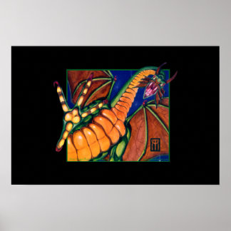 Shivan Dragon skriver ut svart på svart Poster