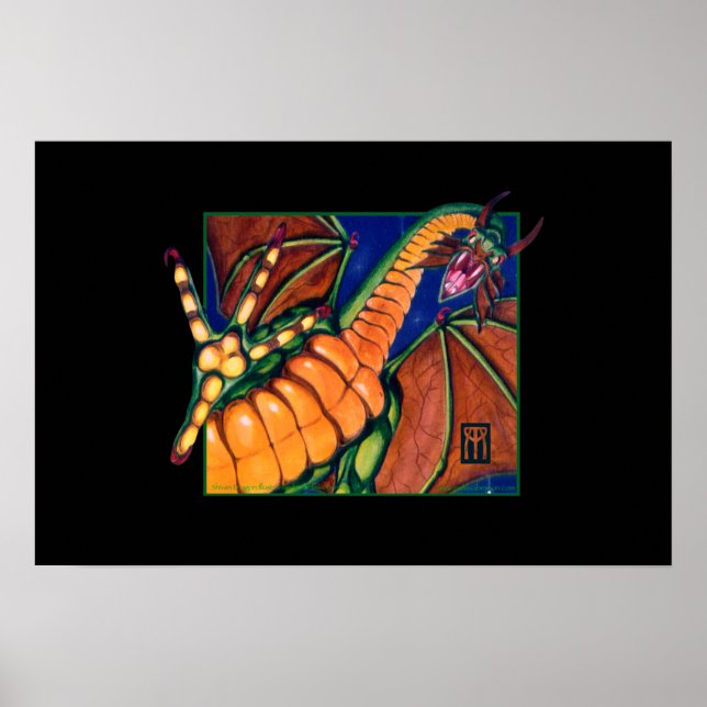 Shivan Dragon skriver ut svart på svart Poster (Framsidan)