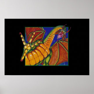 Shivan Dragon skriver ut svart på svart Poster